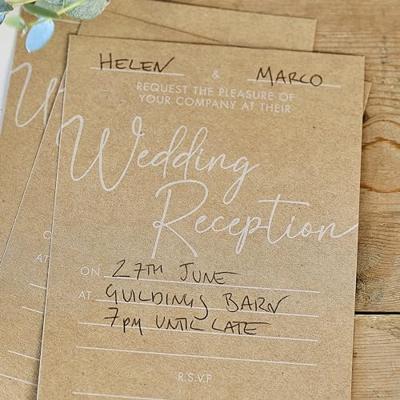 Ginger Ray bruiloft uitnodigingskaart met envelop 10 stuks | 20 stuks