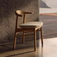 Kave Home Eetkamerstoel 'Timons' Eikenhout en chenille, kleur Naturel - thumbnail