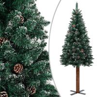 Kerstboom met echt hout en sneeuw smal 150 cm groen - thumbnail