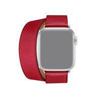 Double Leather Loop bandje - Rood - Geschikt voor Apple watch 44mm / 45mm / 46mm / 49mm - thumbnail