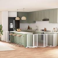 Hondenhek inklapbaar met deur 9 panelen 450 cm populierhout wit - thumbnail