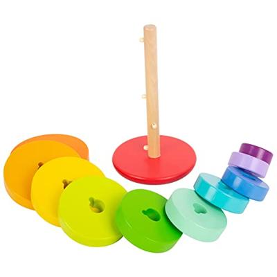 Small Foot houten stapeltoren regenboog, 11dlg. - thumbnail