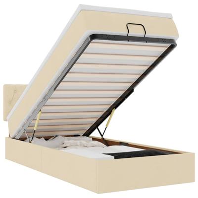 Ottoman bed met matras en LED's 160x200cm stof crèmekleurig