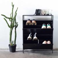 Giga Meubel - Schoenenkast Zwart - Metaal - 70x32x90cm - Kast Locker - thumbnail