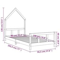 Kinderbedframe 90x190 cm massief grenenhout zwart - thumbnail