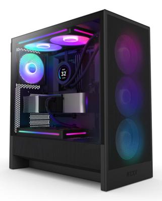 NZXT h5 flow rgb v2 midi tower behuizing (zwart | 1x usb-a | 1x usb-c | rgb | tempered glass)
