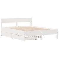 Bedframe zonder matras massief grenenhout wit 150x200 cm - thumbnail