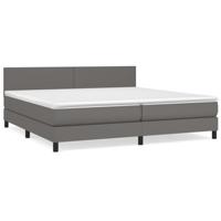 Boxspring met matras kunstleer grijs 200x200 cm - thumbnail