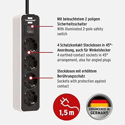 Brennenstuhl 1153240020 power uitbreiding 1,5 m 4 AC-uitgang(en) Binnen Wit - thumbnail