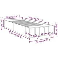 Bedframe bewerkt hout grijs sonoma eikenkleurig 90x200 cm - thumbnail
