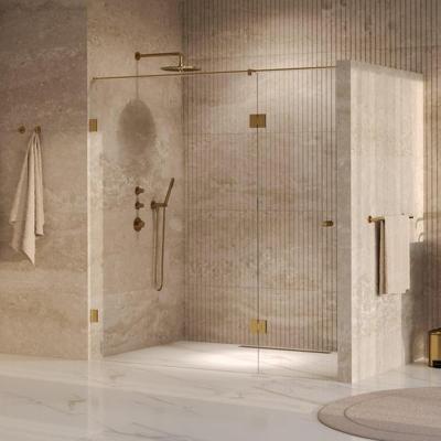 BRAUER Void Carving nisdeur 2-delig helder glas 200x200 omkeerbaar met draaideur 70 aan glas incl. glascoating PVD goud geborsteld