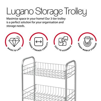 Tomado Metaltex Keuken/Badkamer Opbergtrolley Lugano 41x23x63 cm Wieltjes