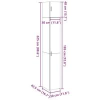 Opbergkast smal 30x42,5x225 cm bewerkt hout wit - thumbnail