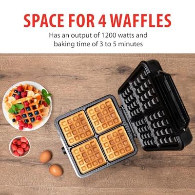 Alpina Wafelijzer Brusselse Wafels Antiaanbaklaag 4 Wafels 1200W