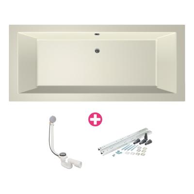 Ligbad Xenz Society | Inbouw | 190x90 cm | Incl.Badafvoer | Met overloop | Acryl | Pergamon glans