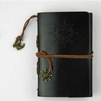 2 PC'S spiraal notebook dagboek Kladblok Vintage piraat ankers PU lederen briefpapier gift reiziger Journal papierformaat: S (zwart) - thumbnail