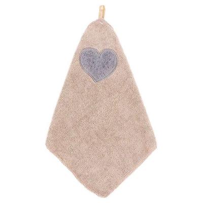 Keuken cute Love hart patroon zachte handdoekje schoonmaken schotel microfiber wipe tabel doek (kaki)