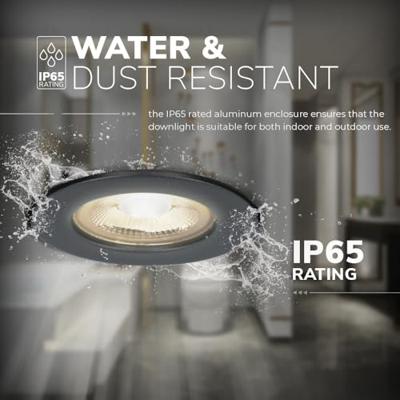 Set van 6 Nola LED inbouwspots - Lage inbouwdiepte (49mm) - 5 Watt 480 lumen - 2700K warm wit - Dimbaar - Rond - IP65 waterdicht voor binnen, buiten en badkamer - Zwart