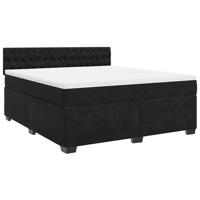 Boxspring met matras fluweel zwart 180x200 cm - thumbnail