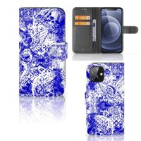 Telefoonhoesje met Naam iPhone 12 | 12 Pro (6.1") Angel Skull Blauw - thumbnail