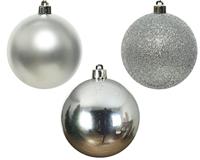 Decoris kerstballen set plastic 34st zilver 8cm - thumbnail
