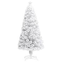 Kunstkerstboom met verlichting 120 cm glasvezel wit - thumbnail