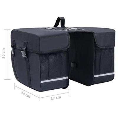 Fietstas voor bagagedrager dubbel waterdicht 35 L zwart - thumbnail