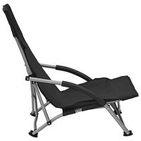 Strandstoelen 2 st inklapbaar stof zwart - thumbnail