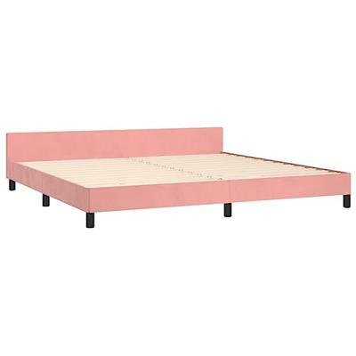Bedframe met hoofdeinde fluweel roze 200x200 cm
