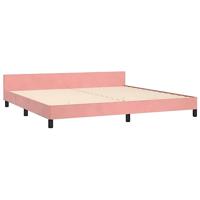 Bedframe met hoofdeinde fluweel roze 200x200 cm - thumbnail