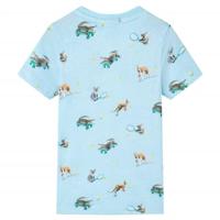 Kindershirt 104 gemleerd lichtblauw - thumbnail