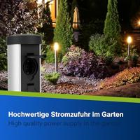 Buitenstopcontact paal kunststof 2 stopcontacten 37cm hoog 2 meter snoer met stekker - thumbnail