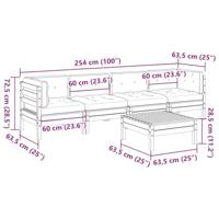5-delige Loungeset met kussens massief grenenhout wasbruin - thumbnail