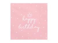 Servetten Happy birthday Queen lichtroze - 20 Stuks - thumbnail
