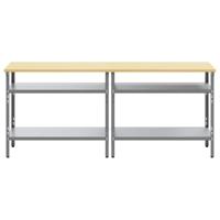 Werkbankset met plank 2 pcs Grijs 200 x 55 x 85 cm Staal - thumbnail