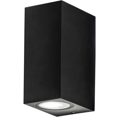 LED Tuinverlichting - Buitenlamp - Prixa Hoptron - Up en Down - GU10 Fitting - Vierkant - Mat Zwart - Aluminium