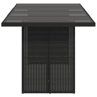 Tuintafel met glazen blad 190x80x74 cm poly rattan zwart - thumbnail