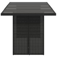 Tuintafel met glazen blad 190x80x74 cm poly rattan zwart - thumbnail