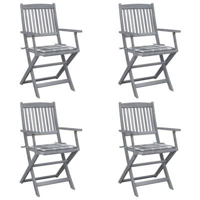 Tuinstoelen 4 st inklapbaar met kussens massief acaciahout