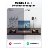 UGREEN Nexode Laadadapter 2990 W USB-A-bus, USB-A-bus, USB-C bus, Randaarde stopcontact Zwart Binnen - thumbnail