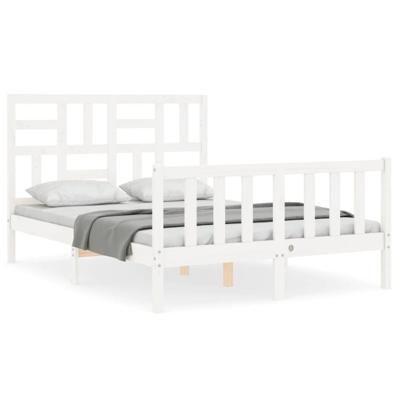 Bedframe zonder matras massief grenenhout wit 140x190 cm