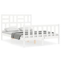 Bedframe zonder matras massief grenenhout wit 140x190 cm - thumbnail