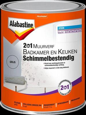Alabastine 2In1 Muurverf B&K Grijs 1L - 5256777