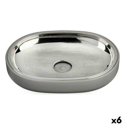Zeepschaal Berilo Grijs Zilverkleurig Roestvrij staal Plastic 9,5 x 2,5 x 13 cm 13 x 2,5 x 9,5 cm (6 Stuks)
