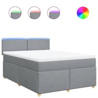 Boxspring met matras stof lichtgrijs 140x190 cm - thumbnail