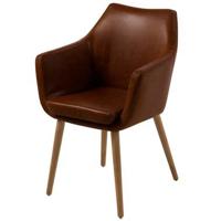 Eetkamerstoel 'Rikke' PU-leder, kleur bruin - thumbnail