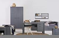 WOOOD Dennis bedbank (excl lade) geborsteld grenen [fsc] (Kleur: metaalgrijs) - thumbnail