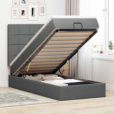 Ottoman bed met matras en LED's 90x190cm stof donkergrijs