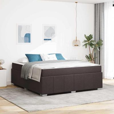 Bedframe met matras Donkerbruin 180 x 200 cm Stof