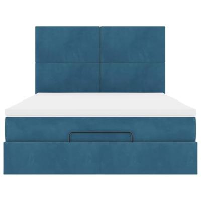 Ottoman bed met matrassen 140x200cm fluweel donkerblauw